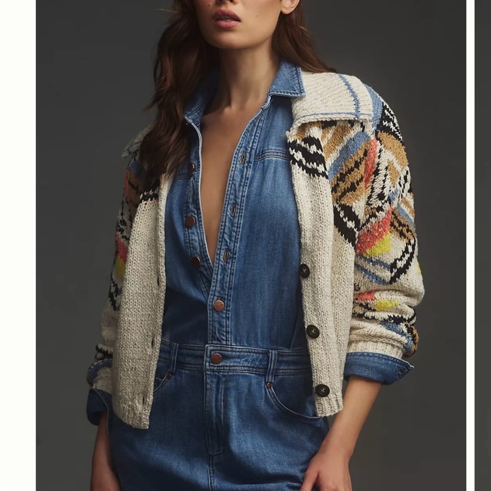 Pilcro Collared Cropped Cardigan Sweater